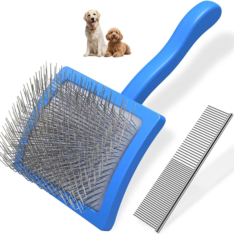 Slicker Brush for Dogs & Pet Comb, Grooming Tools, Groomer Tools, Professional Dog Grooming Brush Goldendoodles,Poodles,Labradoodles) with Extra Long Pins to Effectively Remove Tangles, Knots and Mats