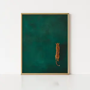 [No Frame] Emerald Green Cheetah Print Minimalist Jungle Animal Poster