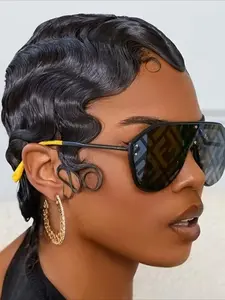 Finger Wave Wig Human Hair Wig for Women Short Ocean Wave Wig Pixie Cut Wigs for Women Full Machine Made Wig 150% Density