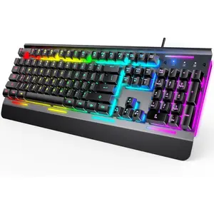 Gaming Keyboard, USB Wired  Keyboard, 15-Zone RGB Illumination, IP32 Water Resistance, 25 Anti-ghosting , -Metal Panel (Whisper Quiet Gaming )
