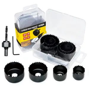 6-Piece Hole Saw Kit – Cuts 1-1/4" to 2-1/8" (32-54mm) | Includes Mandrels & Hex Key | Perfect for Wood, PVC & Plywood