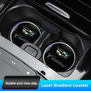 2PCS Car Water Coaster Pad Laser Water Coaster Accessories For Cadillac Escalade CTS ATS XTS CT4 CT5 XT5 XT4 XT6 CT6 Lyriq SRX ELR Celestiq EXT XLR Car Accessory