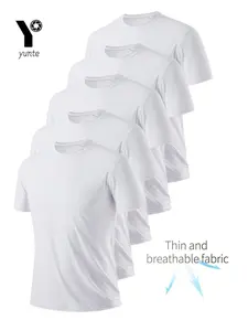 5-Pack Lightweight Men's Crew Neck T-Shirts, Moisture Wicking Tee, Quick-Dry Breathable Sweat-Wicking Shirts for Gym Running, Comfortable Activewear, Sportswear Top