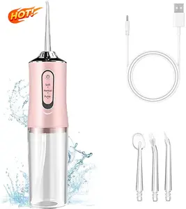 4-Pack Electric Water Flosser with Smart Chip, Portable Oral Irrigator with Detachable Water Tank, USB my  smile  portable  water  floss White