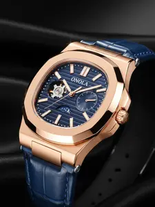 Onola Men's Business Mechanical Watch, Open Heart Tourbillon Design, Automatic Winding, 3atm Waterproof, High-Quality, Perfect Christmas Gift