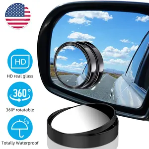 2pcs Round Blind Spot Mirrors with Adjustable Rotation & Convex Wide-Angle Design – HD Glass, Adhesive-Mounted, Universally Compatible with Cars, Trucks, and SUVs