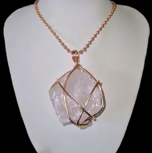 Love Stone • Rose Quartz Necklace • Pure Copper Ball Chain Necklace