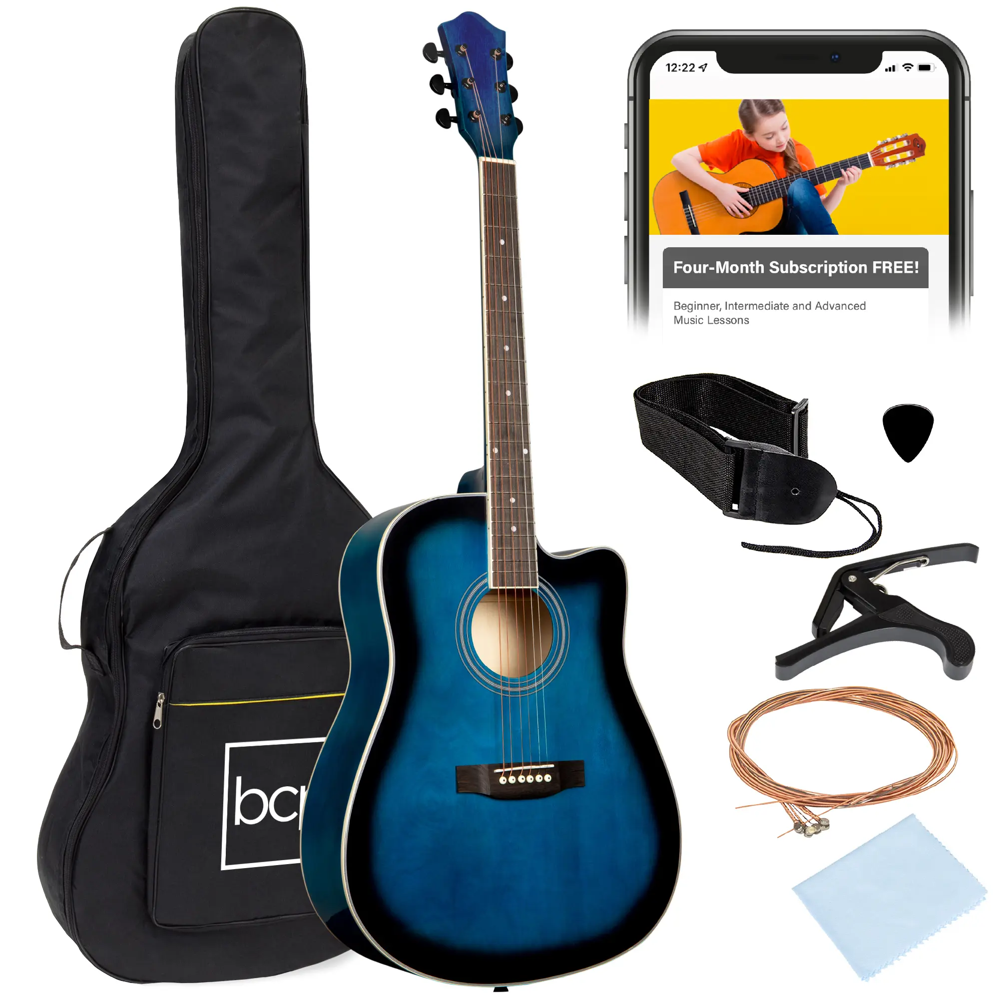 Best Choice Products 41in Full Size Beginner Acoustic Guitar Set with Case, Strap, Capo, Strings Best Choice Products 41in Full Size Beginner Acoustic Guitar Set with Case, Strap, Capo, Strings