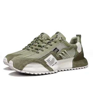 Men's Fashion Patchwork Casual Shoes: Retro-Inspired Mixed-Material Upper, Unique Label Accent, Soft Cushioned Sole, Non-Slip Serrated Bottom, Versatile Style Perfect for Daily Commute, Leisure Activities & Casual Gatherings