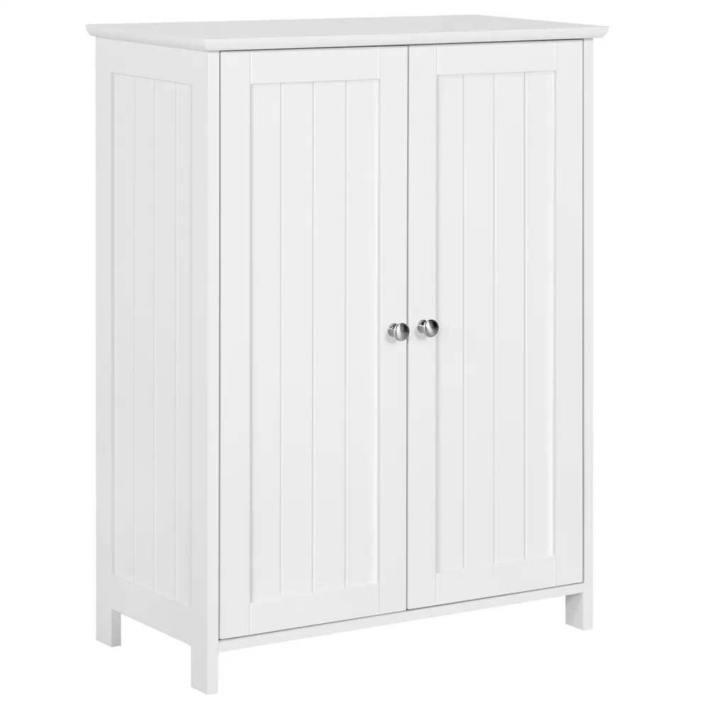 Yaheetech Sturdy Freestanding Wood Bathroom Storage Cabinet, Modern Vertical Cupboard with Adjustable Shelves, Double Doors, Scratch-Resist Coat, Antitip Wall Fix, 12kg Shelf Capacity, 15kg Top Capacity, Cabinet Magnet, Requires Assembly
