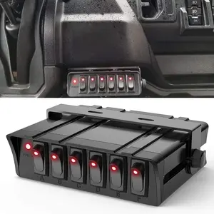 Nilight - 6 Gang Rocker Switch Box SPST Toggle Switch Panel 12V 24V 20A Switch Panel 60Amp Max for Automotive Cars Vehicles Boats RVs Campers SUVs Lighting Install Outdoor