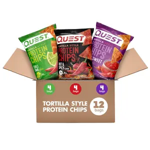 Quest Nutrition Tortilla Style Protein Chips, Spicy Variety Pack, Chili Lime, Hot & Spicy, & Spicy Sweet Chili, 12 Count (3 Each Flavor)