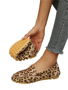 Women's Slip-On Loafers - Comfortable Soft Leopard Print Flat Boat Shoes, Lightweight Breathable Driving Moccasins