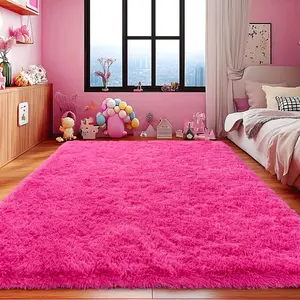 AAFKK Hot Pink Super Fluffy Rug For Bedroom, Shag Fuzzy Area Rug For Living Room Bedroom, Plush Soft Carpet For Girls Boys Kids, Non Slip Throw Rugs For Dorm, Modern Home Decor Aesthetic