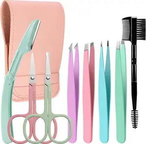 8 in 1 Tweesers for Women Facial Hair, Precison Eyebrow Kit with Tweezers Eyebrow Scissors Brush for Splinter and Ingrown Hair Removal