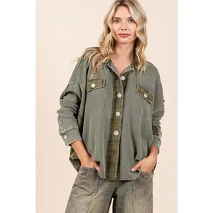 Mittoshop Mineral Washed Plaid Button-Down Shacket – Rugged, Relaxed & Ready to Wear!