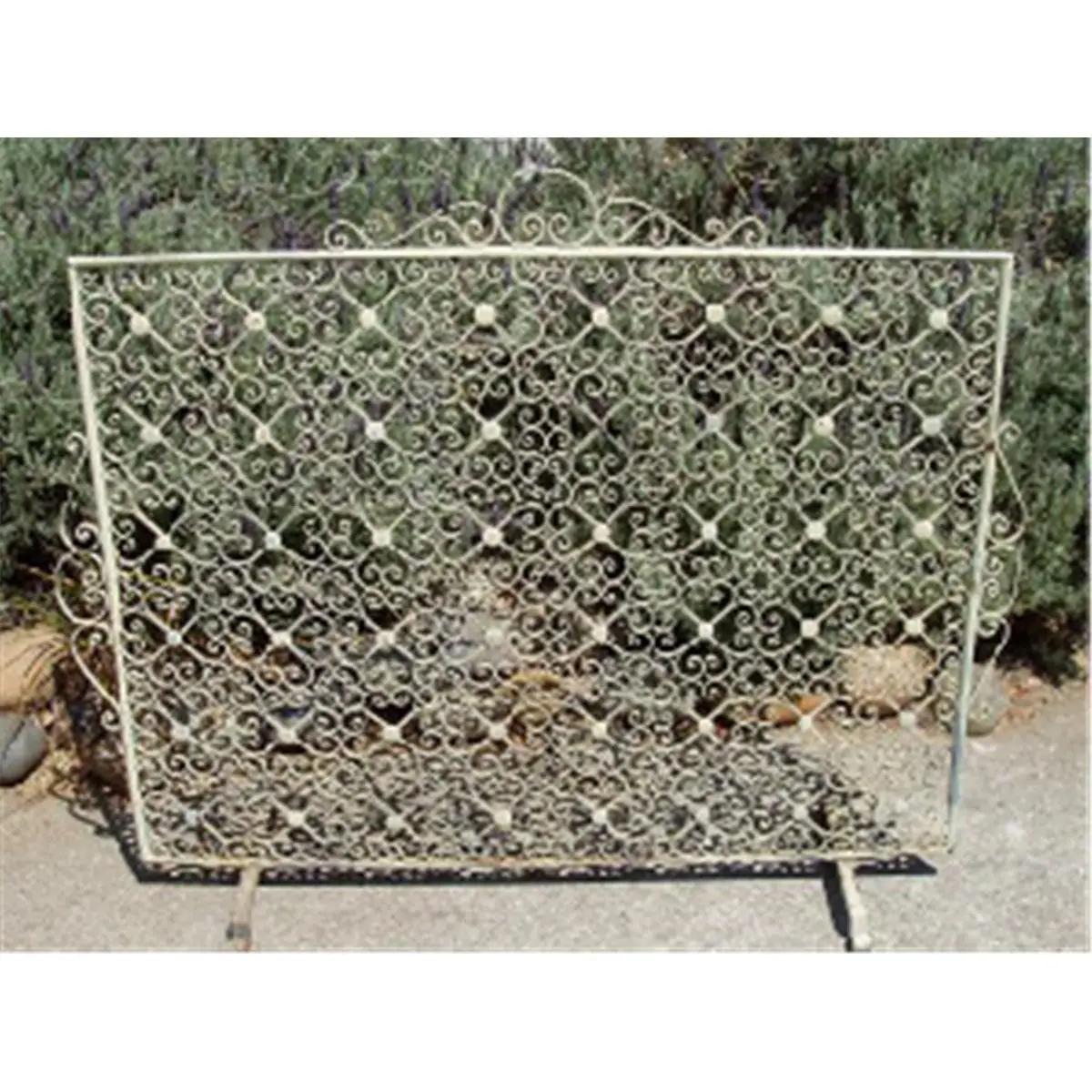 Minuteman 3576970 Antique Classic Rectangular Vintage Iron Fireplace Screen Stand with Scrollwork - Indoor Room Divider Furniture, Room Accessory