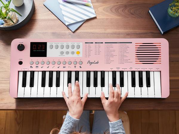 POGOLAB 37 Keys Portable Keyboard Piano, with LED Display and Built-In Speaker, Mini Piano Keyboard with Transpose and Octave Function, Small Digital Music Keyboard Gift for Beginners, Adults