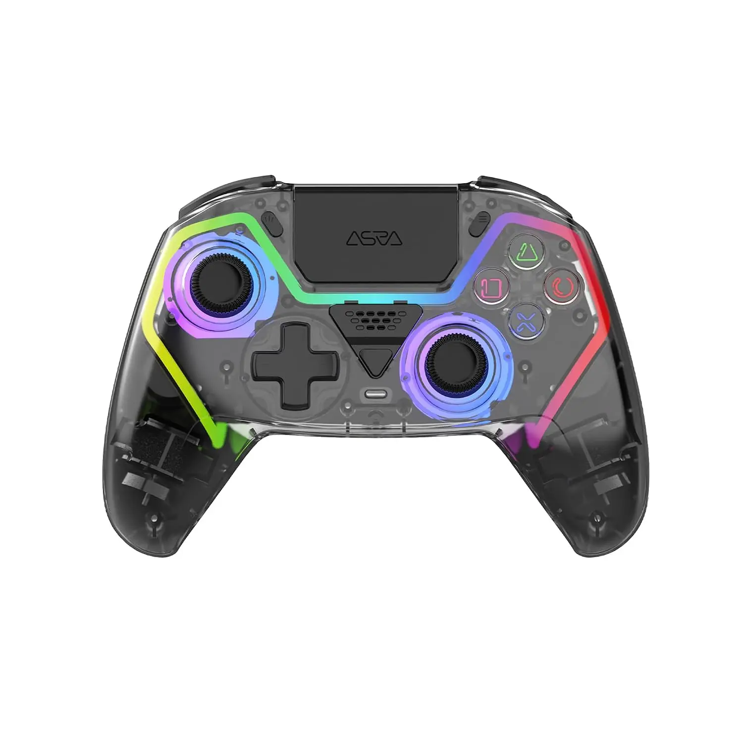 ASRVA Translucent Wireless Controller for PS5, Hall Effect Sticks & RGB Lighting