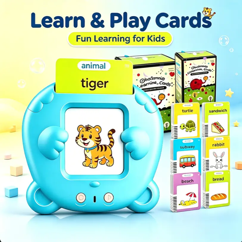 Multilingual Switch Talking Flash Cards Reader Machine, Screen-Free Montessori Educational Sight Word Toy for Toddlers Ages 3+, 5-Level Adjustable Volume Preschool Speech Learning Game, Perfect Birthday Holiday Gift for Boys & Girls
