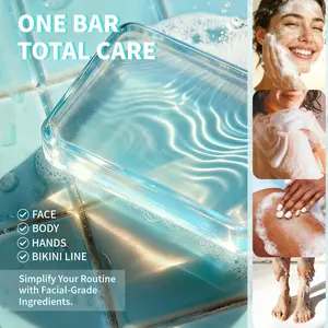 VOGCREST Exfoliating Bar Soap with Salicylic Acid & Niacinamide - Body Wash for Back Acne, Strawberry Legs, KP & Dark Spots - Gentle Glycerin Face Cleanser for Oily Skin