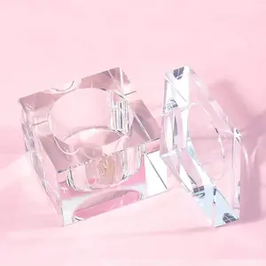 Square Glass Nail Monomer Liquid Dappen Dish with Cap for Acrylic Powder Crystal Cup Bowl Holder Container Manicure Too