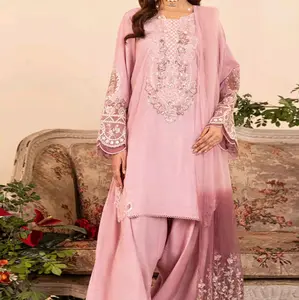 Zahra Rubab Pink Farshi Embroidered Kurta Set with Matching Farshi shalwar Pants for Women