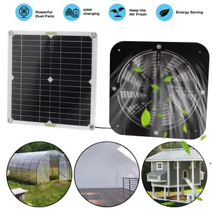 20W Solar Panel with 13.5 Inch 12V IP68 Waterproof Exhaust Fan Kit with Stand for Pet House Shed Ventilation Off-Grid