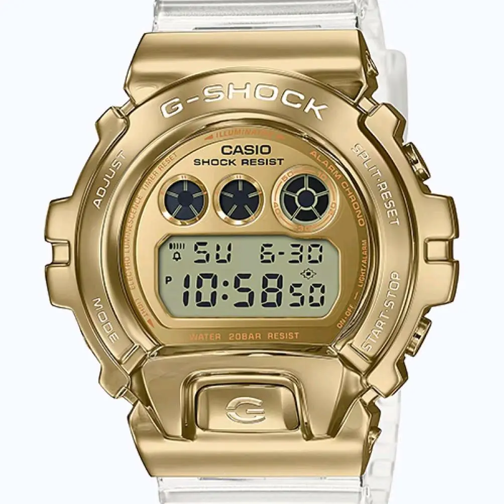 New Casio G Shock Gold metal Covered special edition white band men' s watch GM-6900SG-9