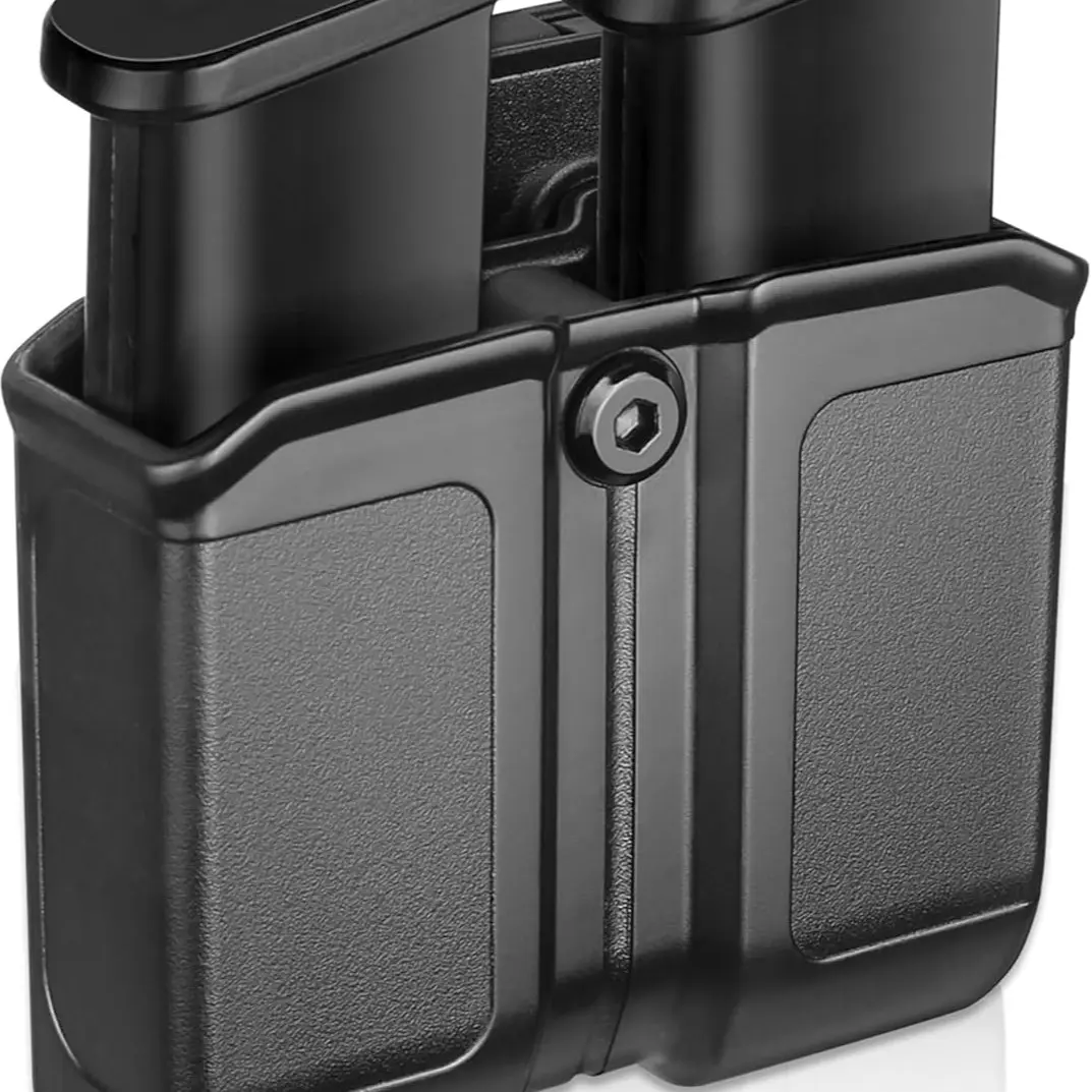 Universal Double Magazine Holster for 9mm/.40 Double Stack Mags, OWB Mag Pouch with Belt Clip for Glock 17/19, P365, Hellcat Pro & More, Adjustable Cant, Fits Duty & Tactical Belts