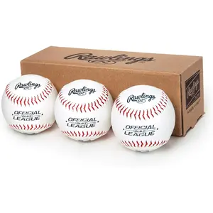 Official League Practice Baseballs, 3 Count Set with Mesh Bag for Youth 8U, Synthetic Leather Training Equipment with Solid Cork Core for Batting Practice, Sports Ball