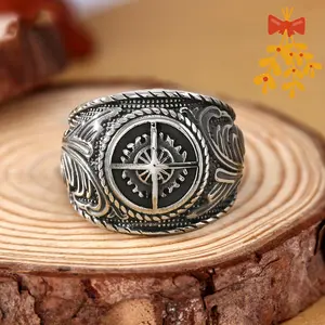 Vintage Couple Rings - Stainless Steel Geometric Vintage Engagement Ring, European-American Niche Hip-Hop Punk Romantic Style, Casual Daily Wear Fashion Costume Jewelry, Birthday Gift for Boyfriends