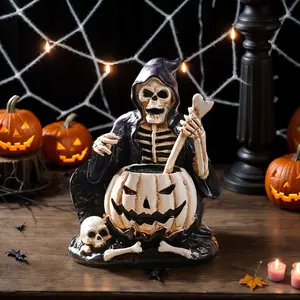 Halloween Decor Vintage Funny Skeleton Figurine, Resin Material Decoration Craft, Perfect for Halloween Party Tabletop Display, Decorative Figurines