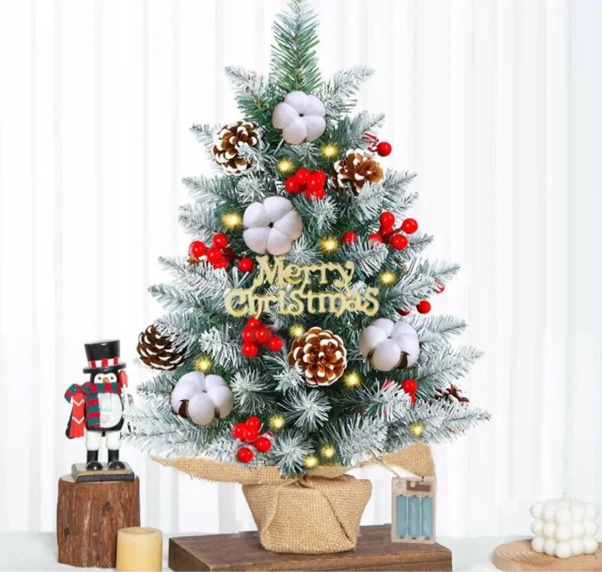 Trendy 2ft Pre-Lit Christmas Tree 60cm Compact Festive Decor for Small Spaces Cozy Holiday Atmosphere with Warm Glowing Lights and Stylish Design