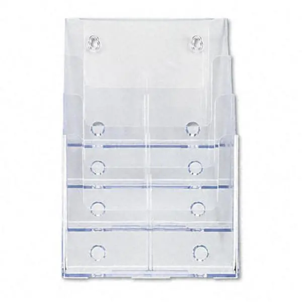 212 MAIN 4-Tier Plastic Tiered Shelf - Wall-Mountable Office Literature Display, 9-1/4" w x 13-1/2" h x 7" d Multi-Slot Organization Accessory for Lobbies, Restaurants, Multi-Level