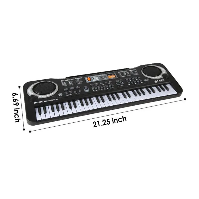 61-Key Portable Digital Piano Keyboard, lightweight electronic instrument with microphone, various tones and rhythms, beginner friendly, ideal musical tool for home practice, kids and daily amateur playing