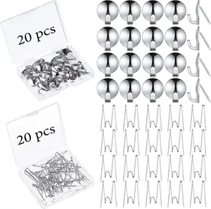 40 Pcs Cubicle Hooks for Fabric Wall, Cubicle Picture Hangers, Fabric Panel Wall Push Pin Hooks Wire Clips Metal Coat Hanger for 20 Lbs Office Kitchen Home Hanging Key Accessories