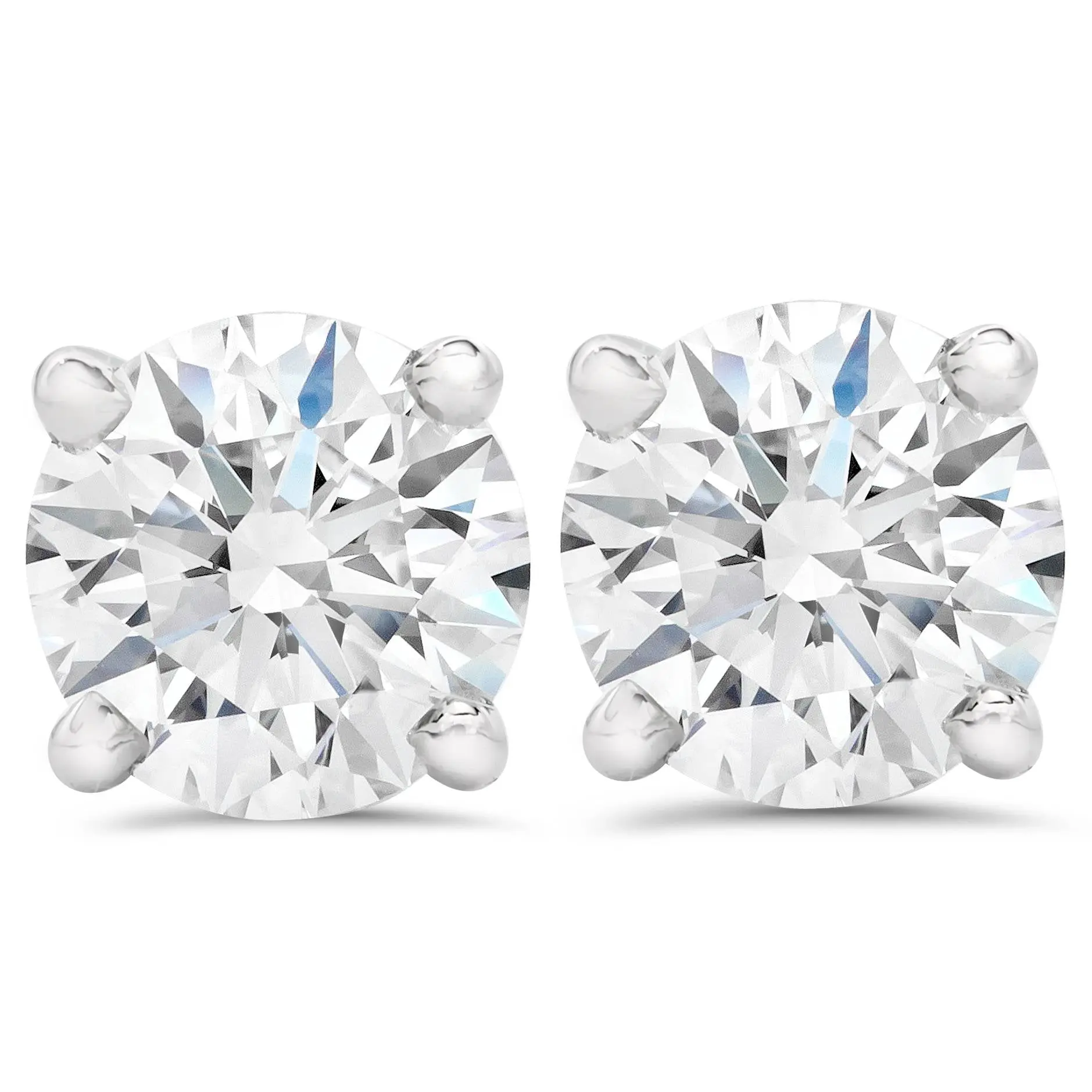 1.50ct Lab Grown Diamond Studs 14k White Gold Screw Backs