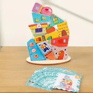 Fun Pattern Wooden Building Blocks, Educational Stacking Game, Fine Motor Skills & Balance Training Toy, Ideal Gift for Kids, Stacker