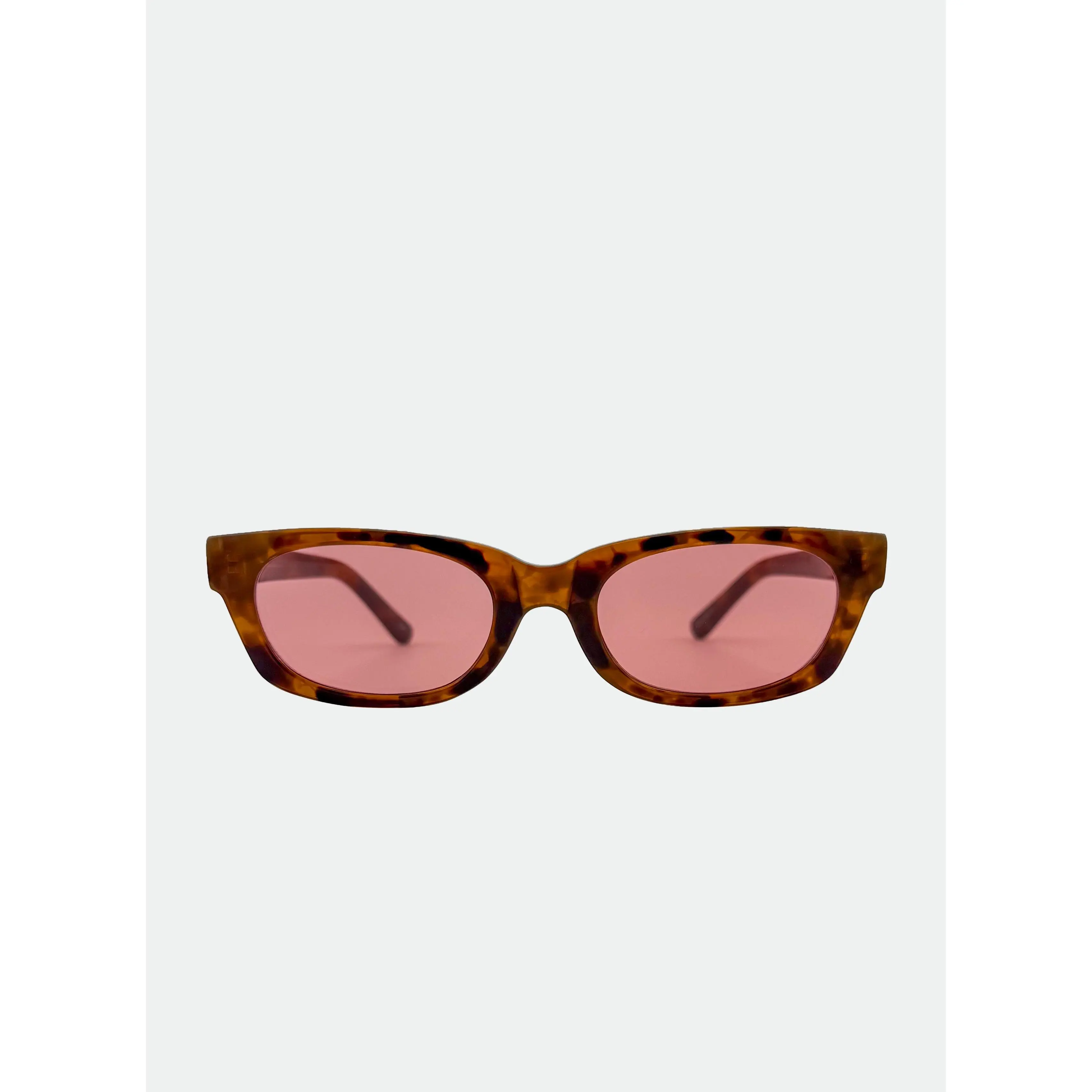 OTRA Pallas - Tortoiseshell Wayfarer Sunglasses with Pink Nylon Lenses & 100% UV Protection in Olive Green Hard Case