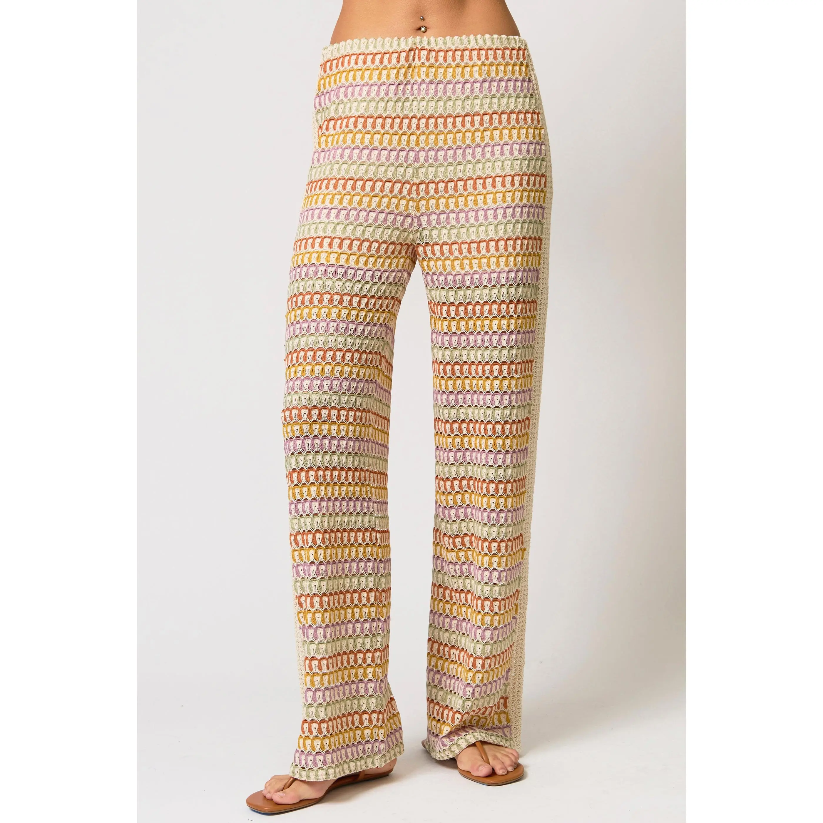 Rainbow Crochet Mid Rise Pants