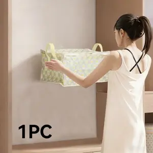 Large Capacity Folding Storage Box with Zipper and Handle, Portable Unit for Clothing Organization, Bedroom Home Organizer, Living Room