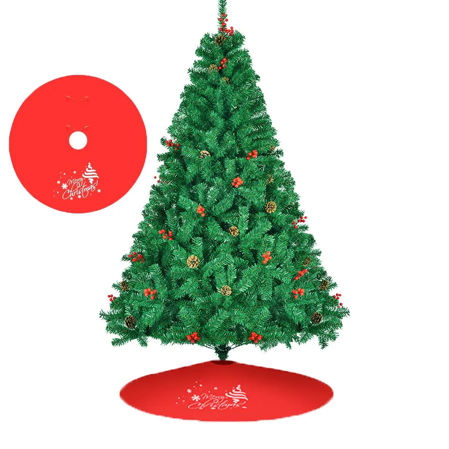 7ft/8ft Classic Pine Green Artificial Christmas Tree, Pre-Fluffed Durable PVC Branches, Easy Assembly Metal Hinges, Foldable Base, No Lights/Ornaments (Festive Home Decoration)
