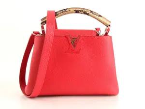 Pre-owned Louis Vuitton Leather Top Handle Bag Python Capucines BB in Red