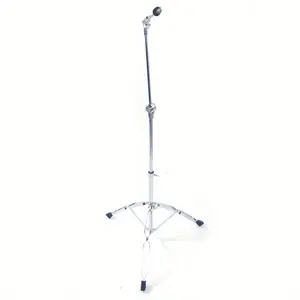 Silver Steel Chrome-Finish Cymbal Boom Stand - Double-Braced Drum Hardware, Boom Arm Mount Adapter for Percussion Instruments, Music Accessories