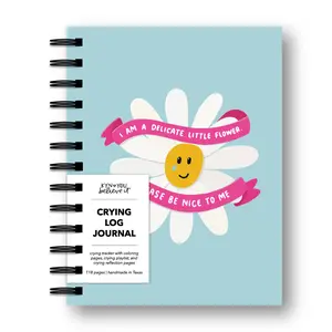 Delicate Flower Crying Log - Emotion Tracker Notebook - Self Care Journal for Anxiety and ADHD Best Stress Relief Gift For Her - Daily Wellness Planner Student Stationary Stationery Office Supplies