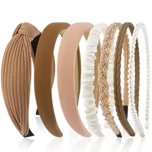 7 Pack Headbands for Women Girls Headbands Trendy Non Slip Hairbands Fashion Hair Accessories Multi-style Headband Pack Diademas Para Mujer (Neutral)