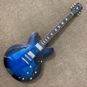 ES 335 Semi-Hollow Guitar Gloss Blue Burst ,Double F-hole,Maple body ,Chrome Hardware