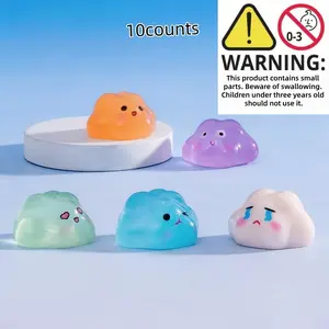 Random Color Mini Luminous Cloud Resin Decoration, 10pcs/set Cute Mini Resin Decoration, Miniature Garden Decor Supplies for Home Garden