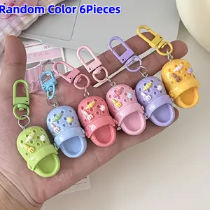 6 Pcs Trendy Cute Keychain Set, Creative Resin Slide Buckle, Perfect for Bags and Backpacks, Ideal Gift for Couples and Friends
